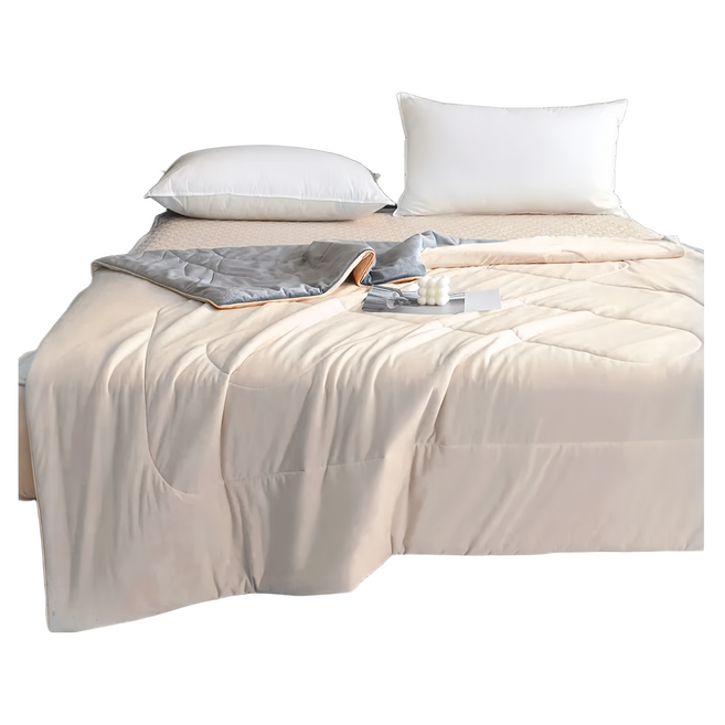 寢室安居 石墨烯抗菌冷暖兩用四季被, 淡亞麻