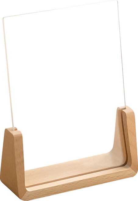 收納部屋 壓克力木製U型相框 A4 豎款, 原木色, 1個