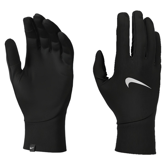 NIKE 耐吉 W PACER LIGHTWEIGHT 觸控慢跑手套 N1010534082XS, 黑色 + 白色, 1雙