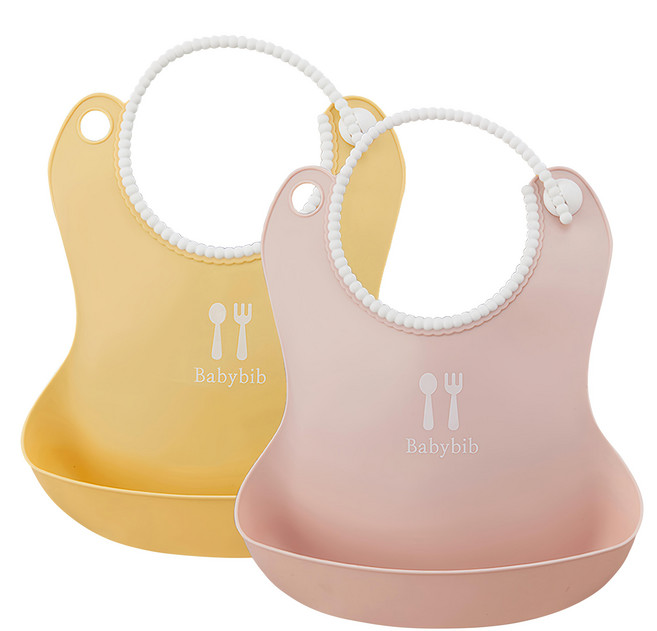 TALLSTOY New Babybib 防漏圍兜 3個月以上, 粉色 + 黃色, 2個, 1組