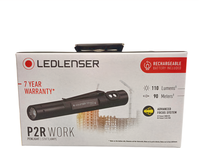 LEDLENSER 萊德雷神 P2R Work 充電式伸縮調焦手電筒 110流明 90米 T6航空鋁合金, 1支