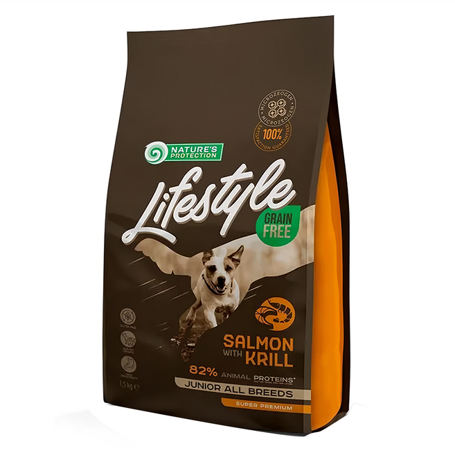 NATURE'S PROTECTION 自然本色 LifeStyle 幼犬 無穀犬糧, 鮭魚 + 磷蝦, 1500g, 1袋