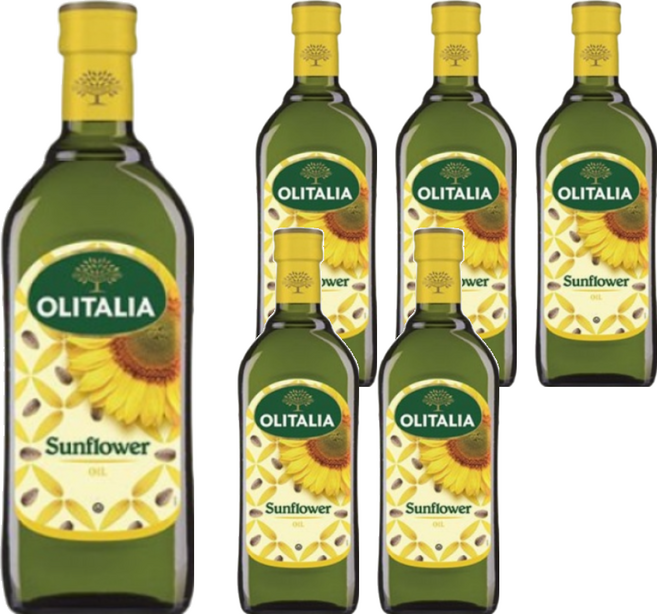 OLITALIA 奧利塔 葵花油 不飽和脂肪酸88% 含Omega-3 油品穩定低油煙, 750ml, 6瓶