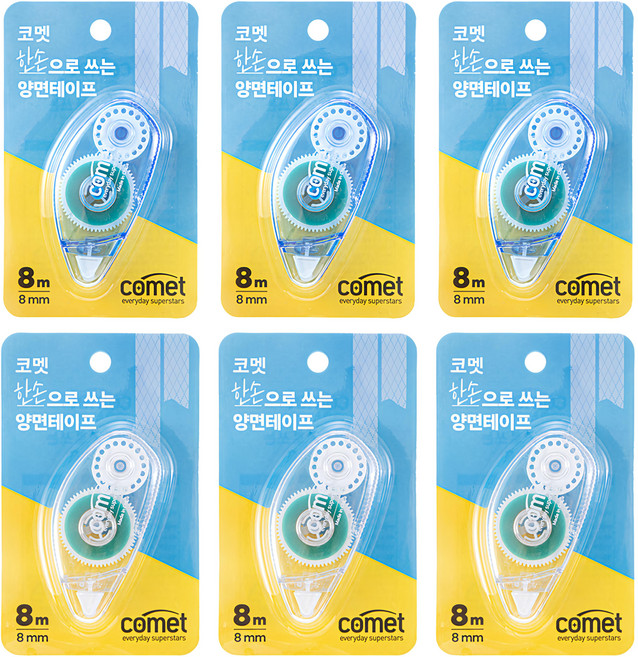 comet 單手雙面膠帶, 6個, 白色