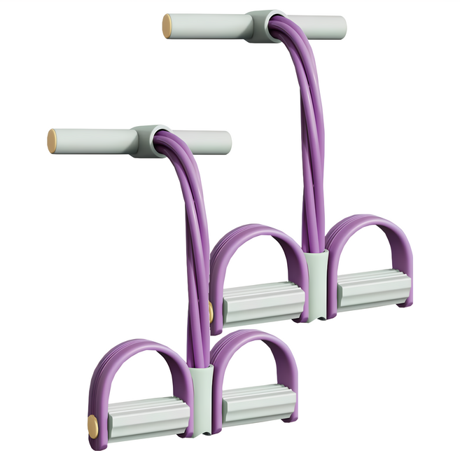 MICHAEL FITNESS 麥克健身 六管腳蹬拉力器, 丁香紫色, 2個