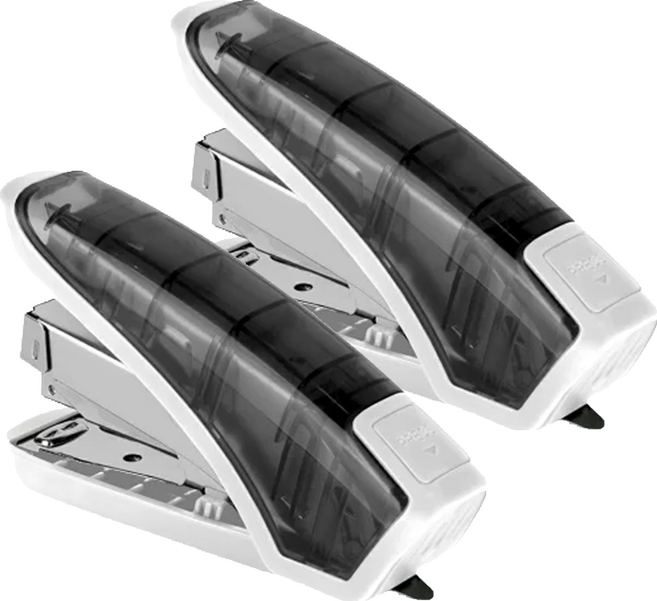 KW-triO 堡勝企業 空氣指感訂書機 省力60% 裝訂 大容量裝針置物槽 一次可裝訂15張 尾端附除針裝置, 白色, 2個