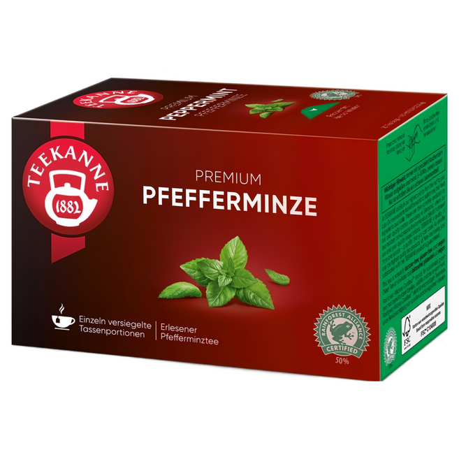 TEEKANNE 恬康樂 Premium Peppermint 薄荷草本茶, 2.25g, 20入, 1盒