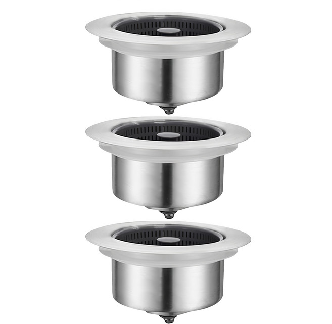 不鏽鋼按壓水槽過濾器 M款提籃 94 x 34mm, 不銹鋼色, 3個