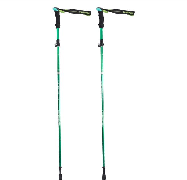 tanerdd 鋁合金登山杖, 綠色, 2支