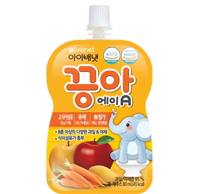 韓國 ivenet 蔬果泥A 柳橙胡蘿蔔風味, 80g, 1包