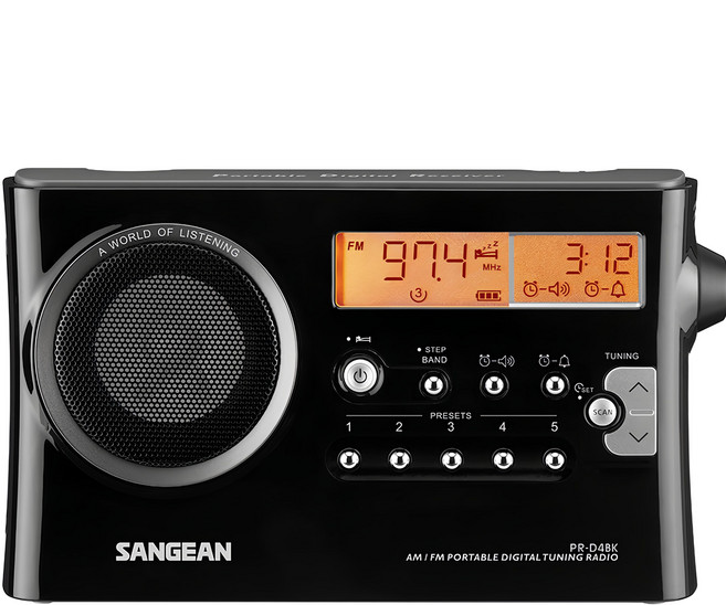 SANGEAN 山進電子 數位式時鐘收音機, 黑色, PRD4BK