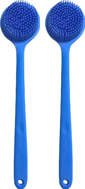 矽膠洗澡洗背刷 38 x 8 x 3.5cm 130g, 天藍色, 1支, 2支