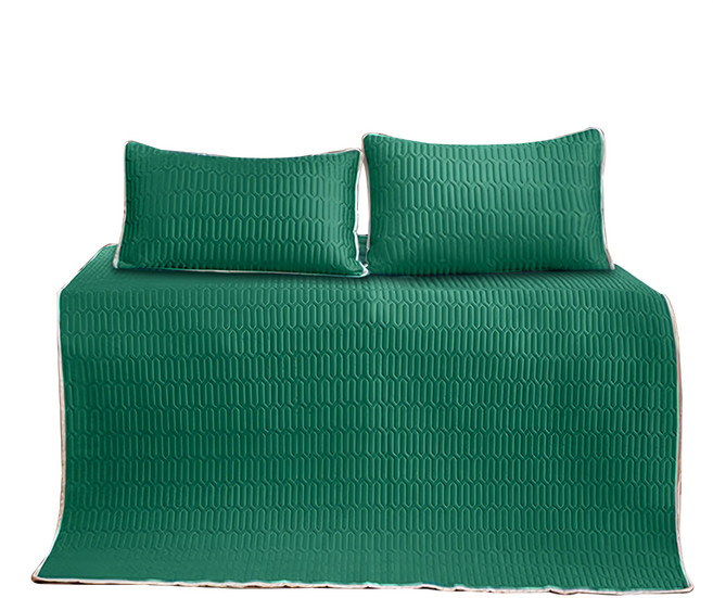寢室安居 冰絲涼感乳膠涼蓆墊, 簡約綠, 涼墊 + 枕套 2個