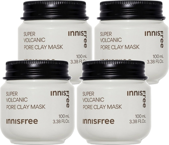 INNISFREE 台灣公司貨 超級火山泥毛孔潔淨面膜 100ml, 4罐, 1入