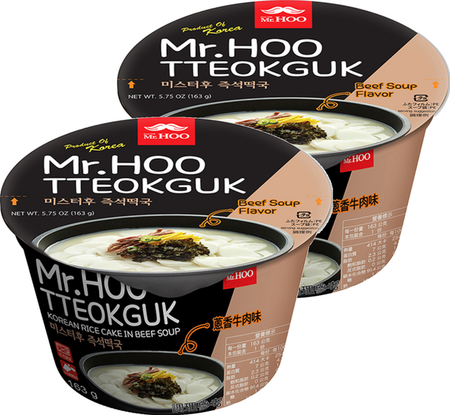 Mr.HOO 韓式年糕湯 蔥香牛肉味, 163g, 2入