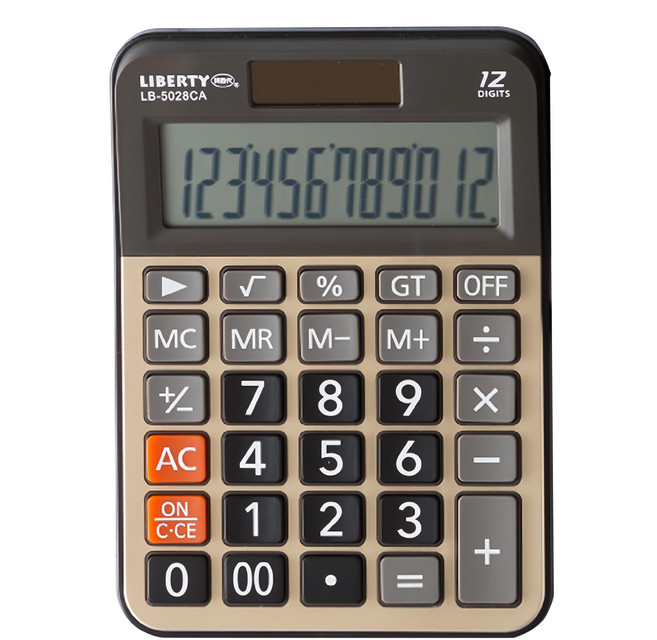 LIBERTY 利百代 計算機 LB-5028CA 12位元顯示 雙電源供電, 1個, 金色