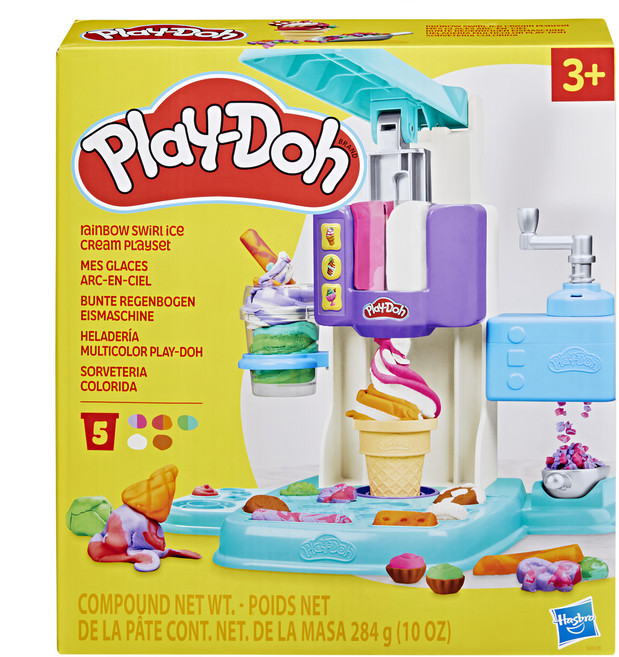 Hasbro 孩之寶 Play-Doh 培樂多 彩虹冰淇淋遊戲組 培養美感和創意 安全材料, Multicolor, 284g, 1組