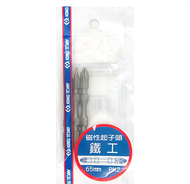 KING TONY 金統立 鐵工高扭力PH2磁性起子頭 3支組 65mm, 1包