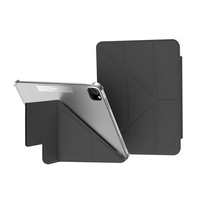 SwitchEasy 魚骨牌 Origami Nude 全方位支架透明背蓋保護套, 黑色, 1個