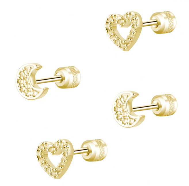 Brilliant Beauty 耀眼美人 雙鋯石不鏽鋼耳環