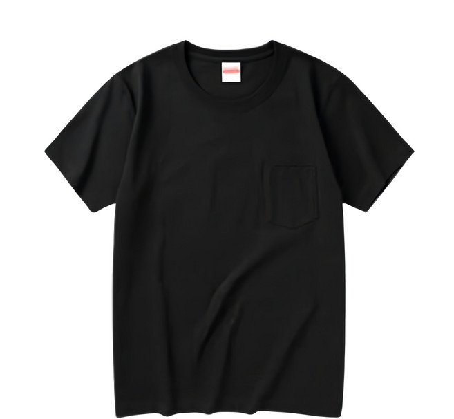 United Athle 厚磅口袋短T 圓筒無側接縫線設計, 黑色