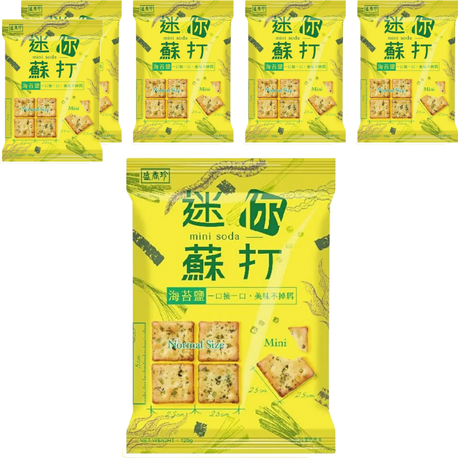 盛香珍 海苔鹽迷你蘇打餅, 120g, 6包