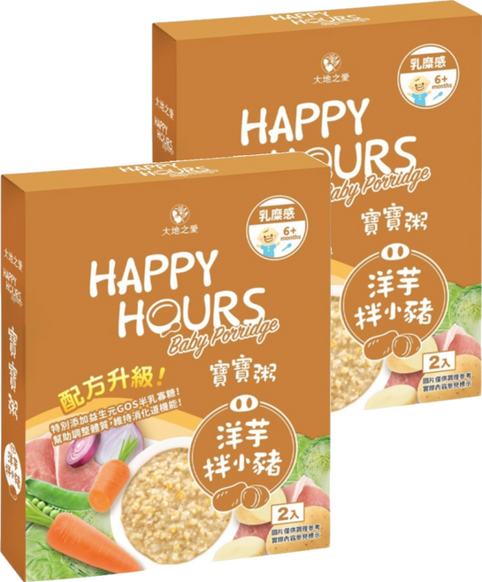 HAPPY HOURS 寶寶粥 6個月以上 2包, 洋芋拌小豬, 300g, 2盒