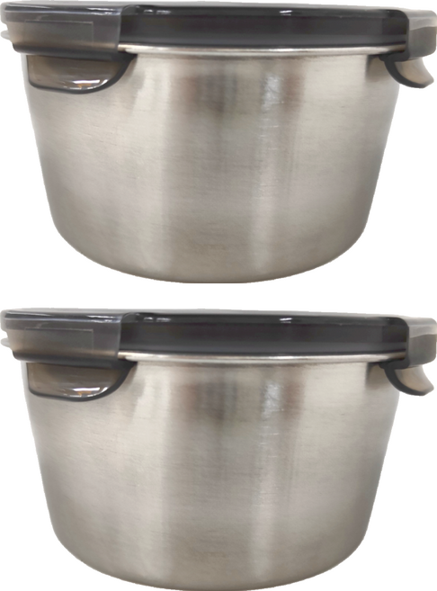 RICH 里奇 304不鏽鋼 圓形保鮮盒 可微波 13.5 x 7cm, 2個容器 + 2個蓋子, 2個