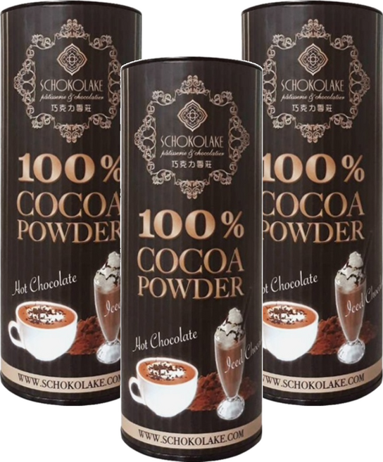 SCHOKOLAKE 巧克力雲莊 100%可可粉, 125g, 1罐, 3罐