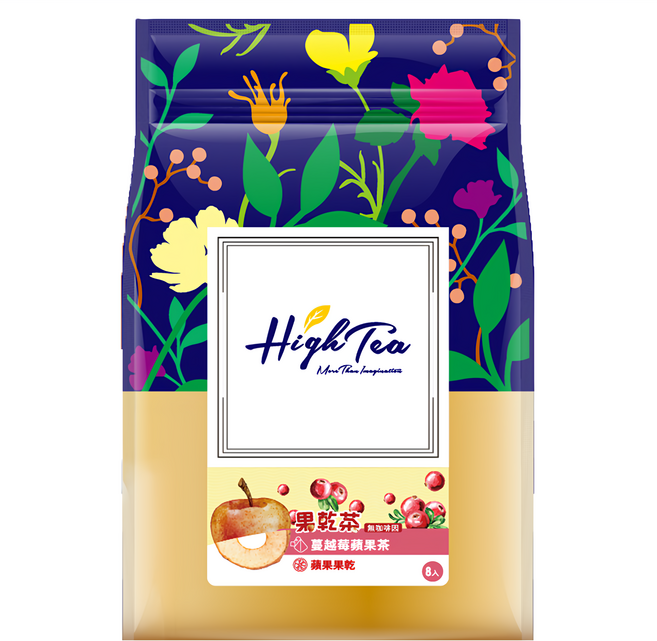 High Tea 伂橙 果乾茶 蔓越莓蘋果茶包 + 蘋果乾, 5g, 8包, 1袋