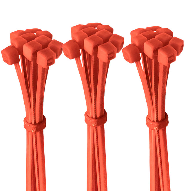 POLYWELL 寶利威爾 自鎖式尼龍束線帶 工業級紮線帶 綁線帶 塑膠束帶 PW15-T65-0058 4 x 300mm 紅色, 100個