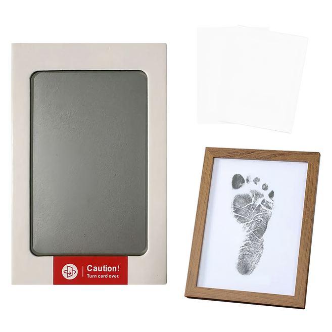 不髒手寵物嬰兒手印足跡印台 Set 2張 紀念禮品, 銀色, 1組