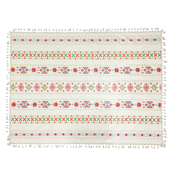 Homely Zakka 波西米亞棉麻流蘇桌巾 HOZA10562, 180 x 140cm, 晨花月沐, 1個