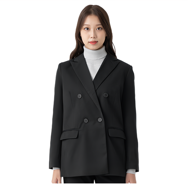 CARET 女款雙排釦西裝外套 - 彈力斜紋布