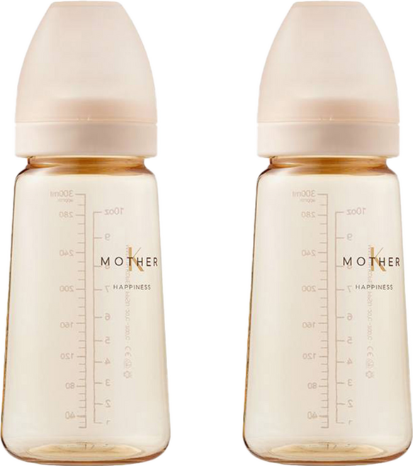 MOTHER-K 精粹極簡PPSU奶瓶 醫療級PPSU材質 寬口奶嘴通用 刻度精準掌握飲量 橢圓瓶身好握, 晨曦白, 280ml, 2個