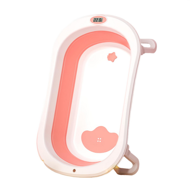 哩哩摳摳 lilikoko 感溫型水塞兒童澡盆 粉色 摺疊設計不佔空間 底部防滑, 1入