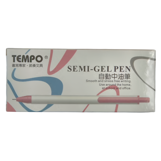 TEMPO 節奏牌 中油筆 0.5mm 24支, 紅色, 1盒