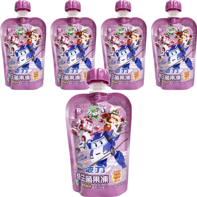 ROBOCAR POLI 波力 益生菌果凍 葡萄, 100g, 5個