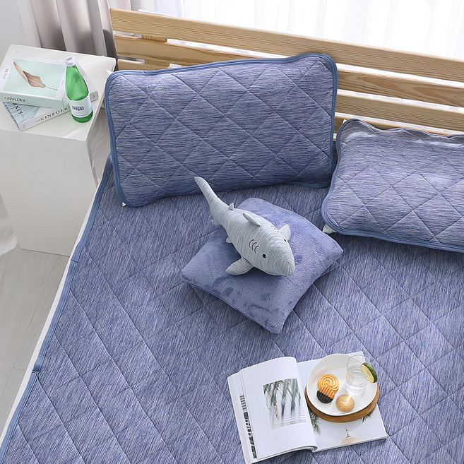 Hong Yew Bedding 鴻宇寢飾 接觸涼感-5度C 瞬涼可洗抗菌涼感保潔墊, 藍色, 涼感墊