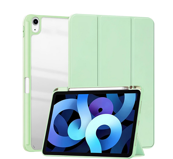 OMG 透明亞克力三折平板保護套, 抹茶綠, 1個