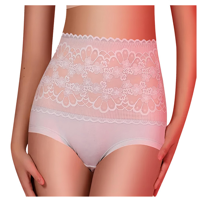 7A抗菌蠶絲高腰收腹提臀保暖內褲, 高級灰