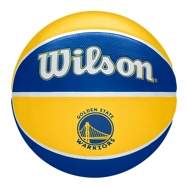 Wilson NBA隊徽系列21 勇士隊橡膠籃球 藍黃白, WTB1300XBGOL, 1個