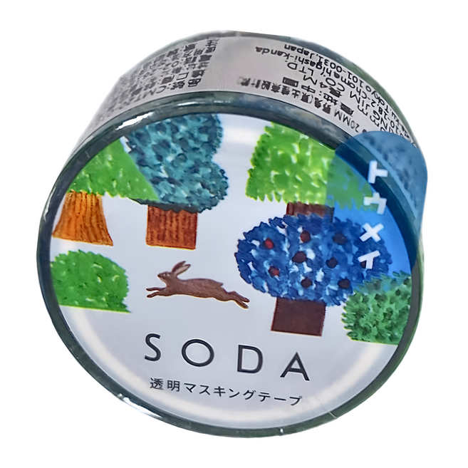 KING JIM HITOTOKI SODA 透明PET卷狀膠帶 20mm x 4m CNT20-016 東出桂奈設計款, 野兔, 1捲