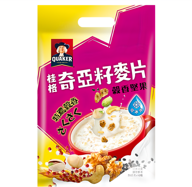 QUAKER 桂格 奇亞籽麥片 穀香堅果 10包, 290g, 1袋