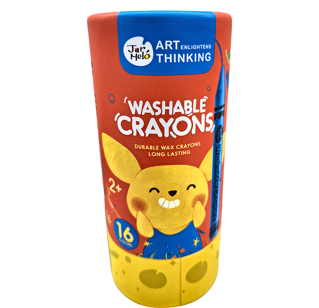 Jar Melo 原創美玩 創意美學兒童可水洗蠟筆, 16色, 1組