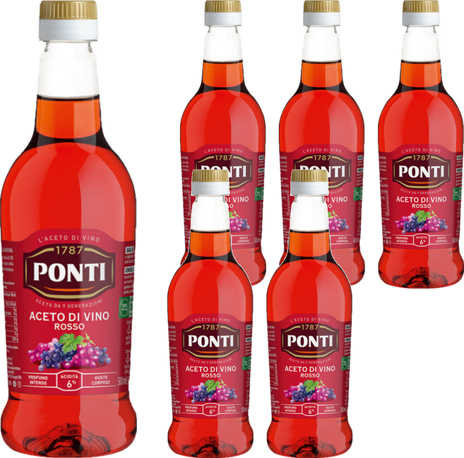 PONTI 紅酒醋, 500ml, 6瓶