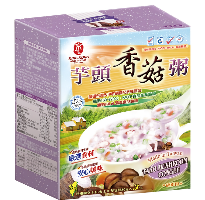 京工 芋頭香菇粥 嚴選大甲芋頭 香菇 什錦蔬菜 糙米製成, 90g, 1盒