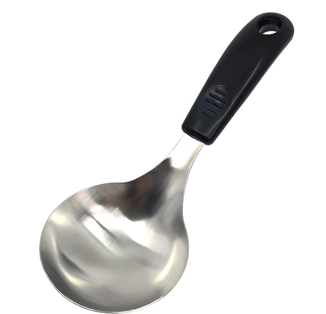 BELOSIO 304不鏽鋼迷你湯勺 & 公匙, 1個, 黑色握柄 + 銀色湯匙
