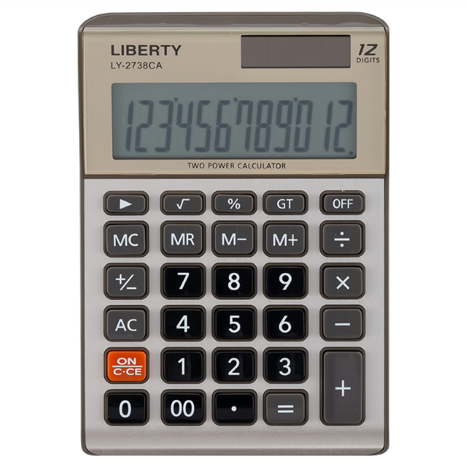 LIBERTY 利百代 計算機 LY-2738CA 12位數顯示 金色 辦公/學生適用, 1台