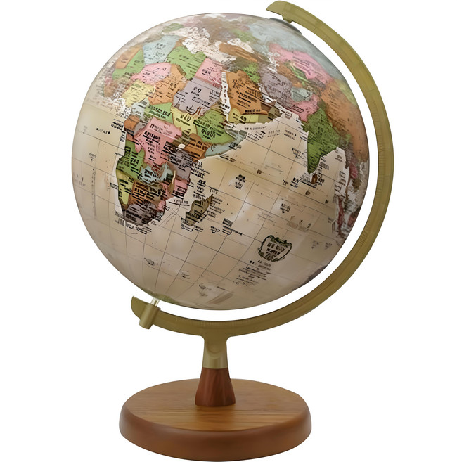 SEOJEONGLOBE 行政圖棕色地球儀 260-P2 + 國旗貼紙 + 世界地圖, 棕色